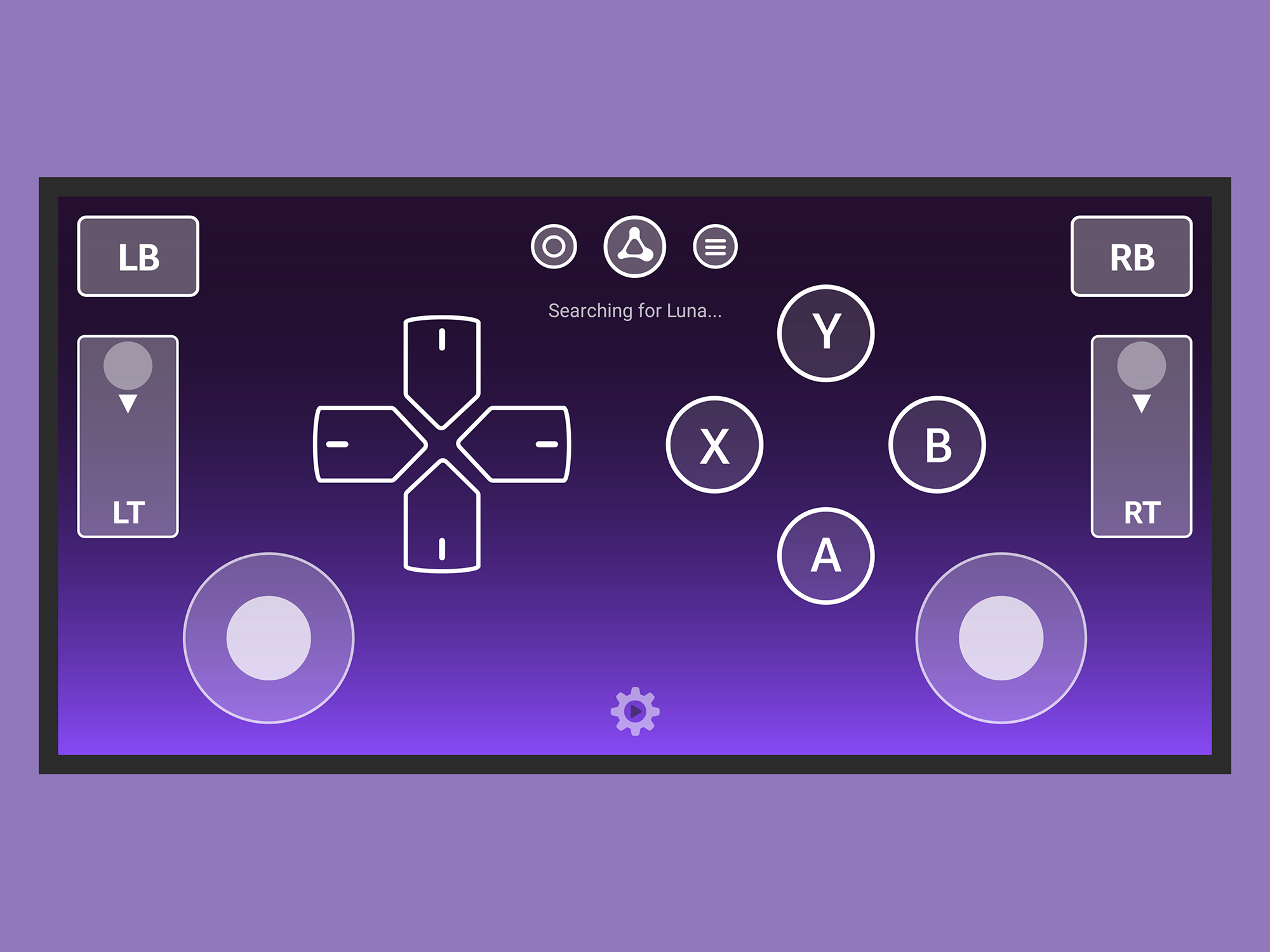 Controller scheme of the Luna controller on a phone screen.