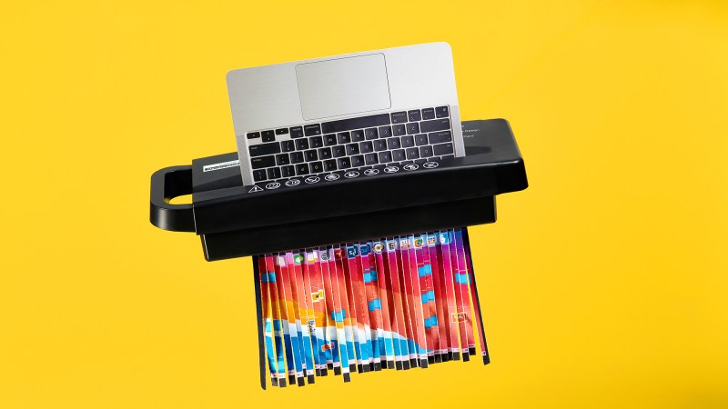 Laptop being shredded