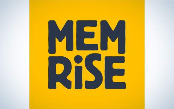 The Memrise logo on a blue and white background