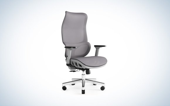 Gray JOYFLY Big and Tall Office Chair against a white background