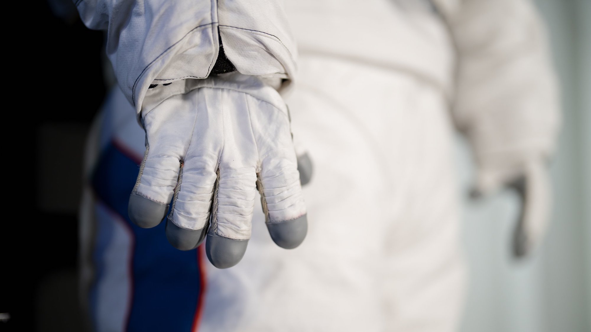Close up of Axiom Space Prada lunar spacesuit glove