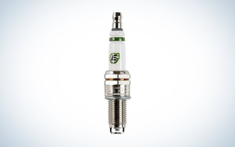 E3 Powersports Spark Plug over a white gradient