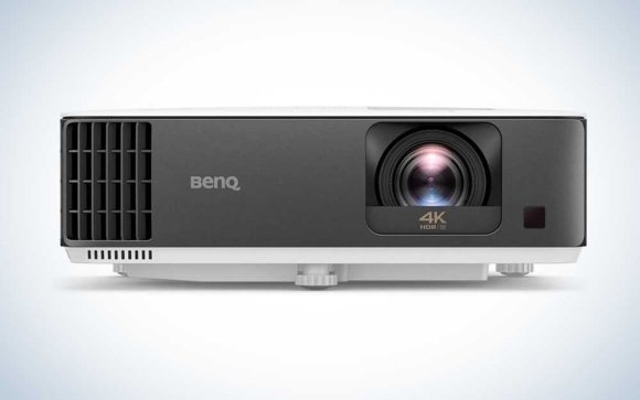 black BenQ TK700STi 4K Gaming Projector over a white background