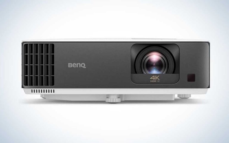 black BenQ TK700STi 4K Gaming Projector over a white background