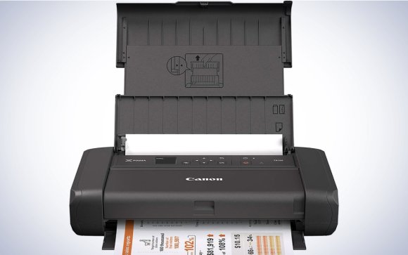 Canon Pixma TR150 Wireless Portable Printer on a plain white background.