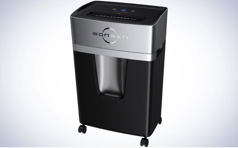 BONSEN 10-Sheet Super Quiet Micro-Cut Paper Shredder on a plain white background.