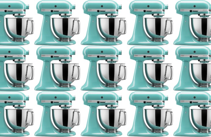 KitchenAid Artisan Series 5 Quart Tilt Head Stand Mixer in a tiled configuration.