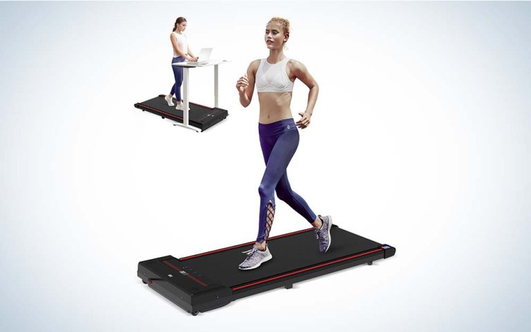 A woman walking on a Sperax walking pad