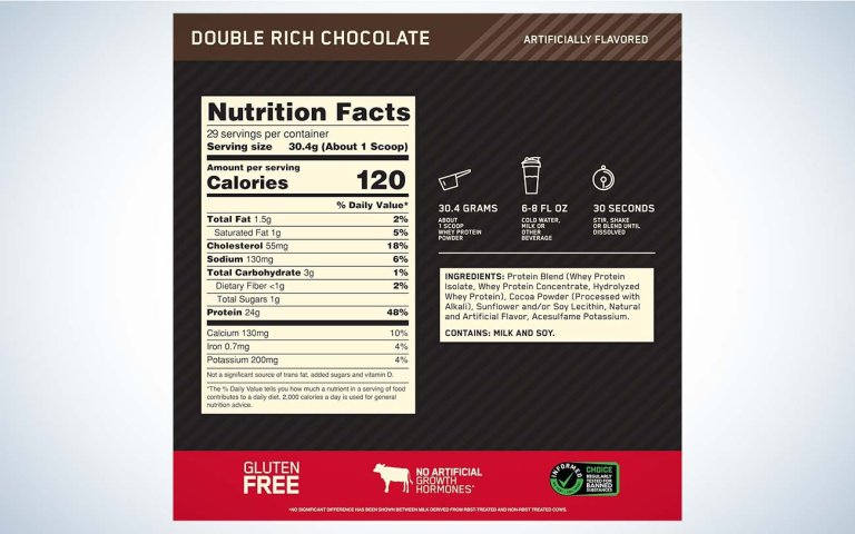 Optimum Nutrition protein powder nutritional information