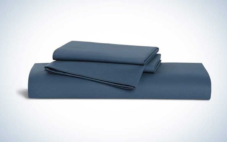 Brooklinen sheets neatly folded in a pile