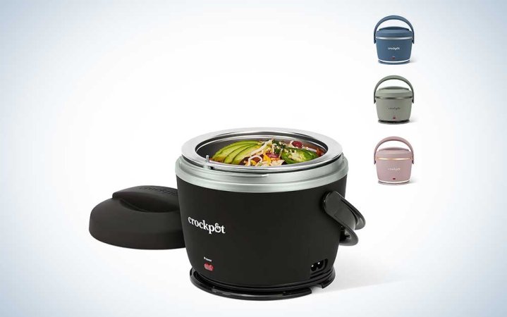 A miniature Crockpot on a plain background.