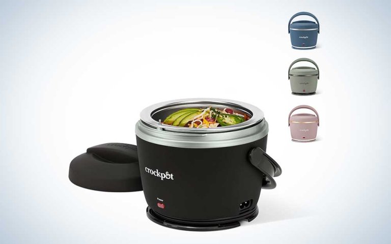 A miniature Crockpot on a plain background.
