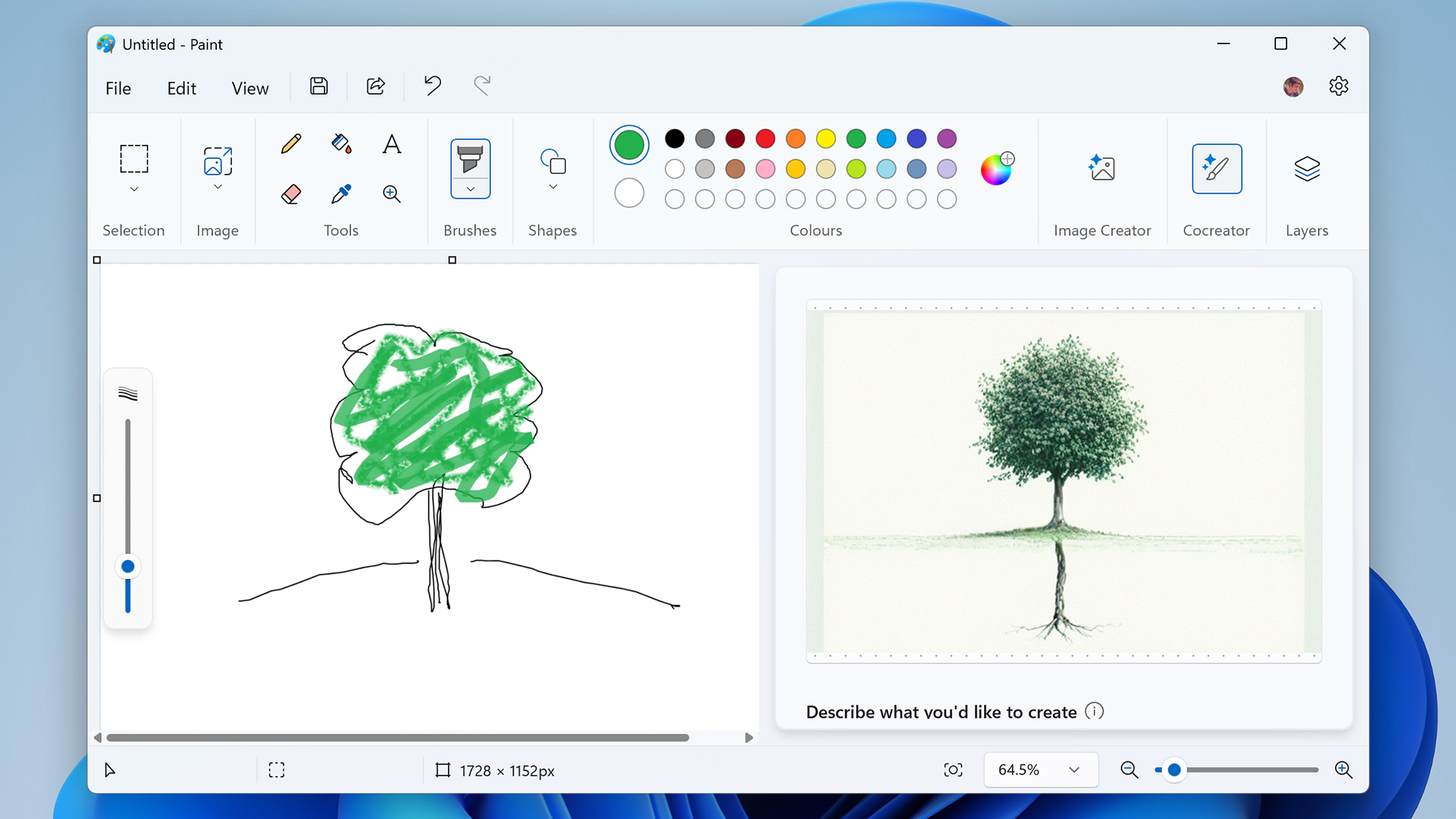 screenshot of microsoft improving a drawing of a tree