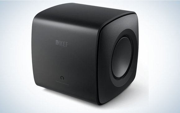 KEF subwoofer on a plain background