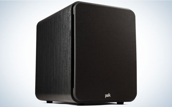 Polk subwoofer on a plain background