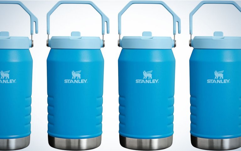 Stanley IceFlow 64-ounce water bottles in blow in a row