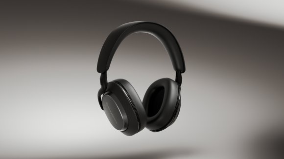 Anthracite Black Bowers & Wilkins Px7 S3 headphones on a grey background