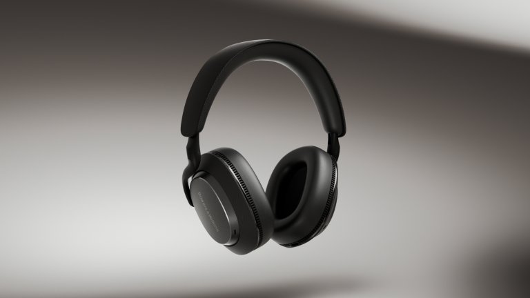 Anthracite Black Bowers & Wilkins Px7 S3 headphones on a grey background