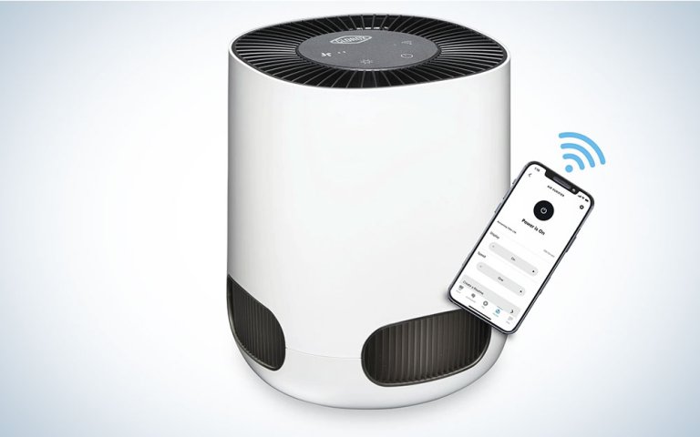 Clorox air purifier on a plain background on sale at walmart with app