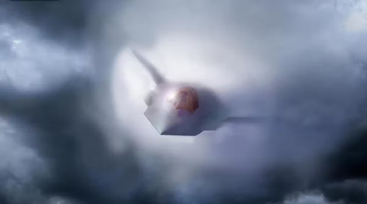 f-47 illustration emerging from clouds