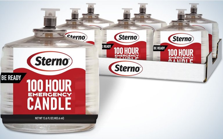 Sterno 100-hour emergency candles on a plain background