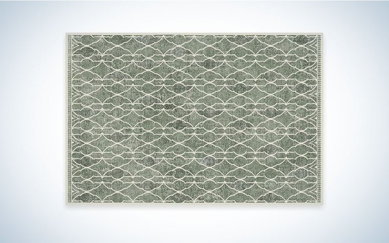 Ruggable Star Wars Rug with Grogu Trellis in green