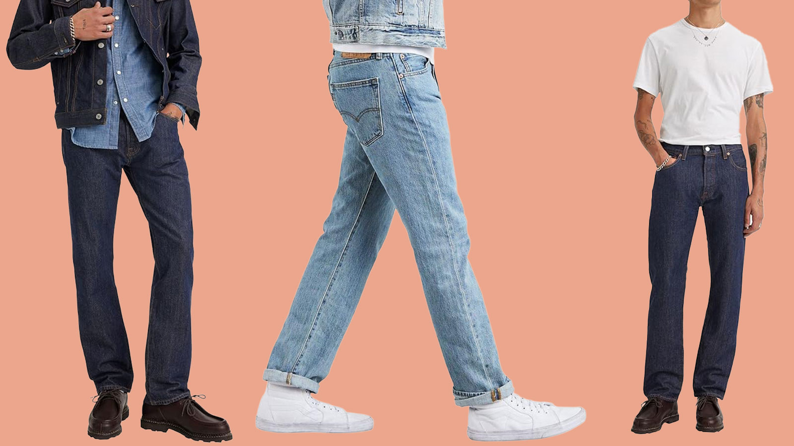 Levi's 501 in different colors on models on sale for Prime Day