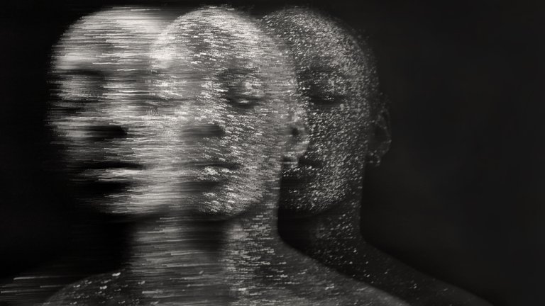 Conceptual mindful black and white portraits