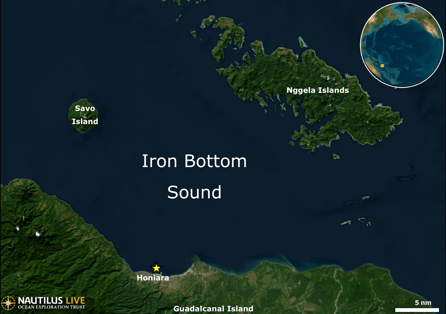 Map of Iron Bottom Sound in South Pacific