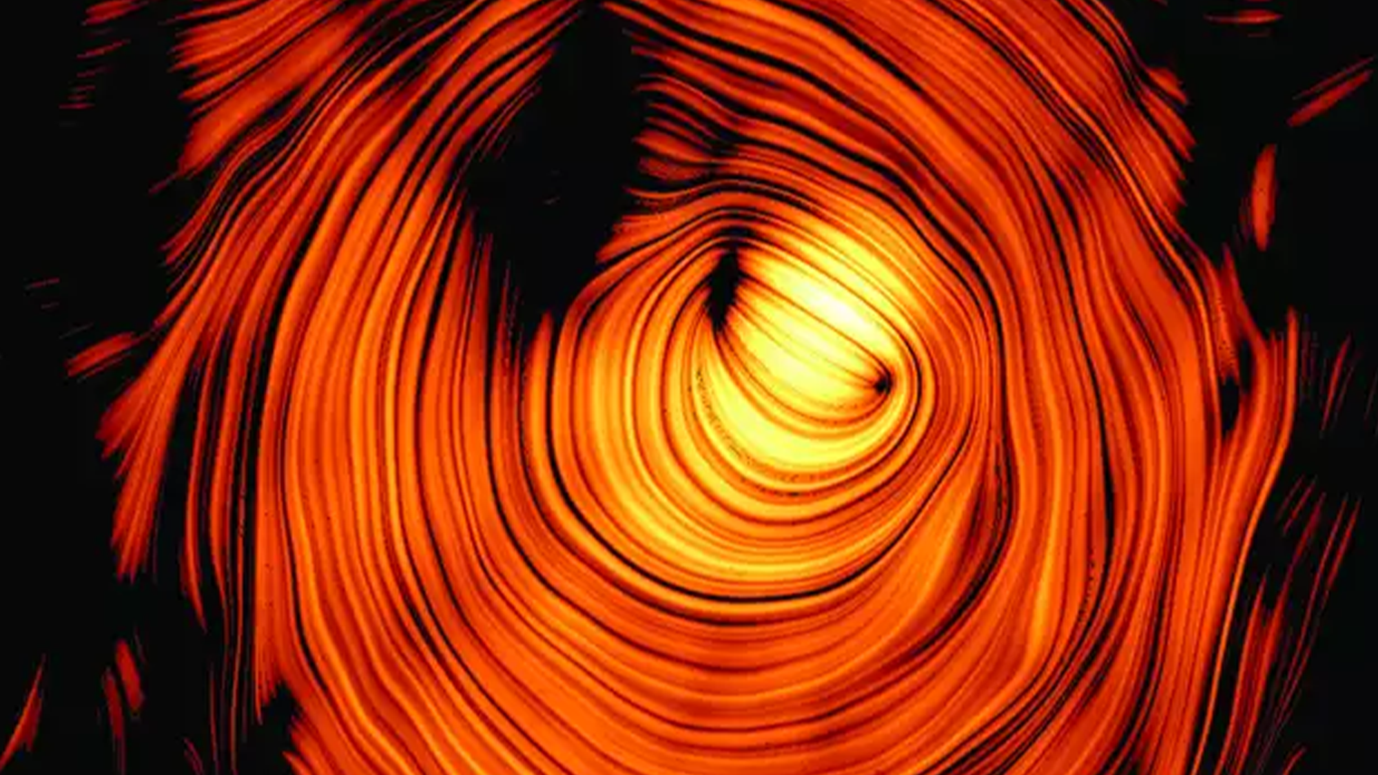 a swirling orange cosmic get with yellow at the center