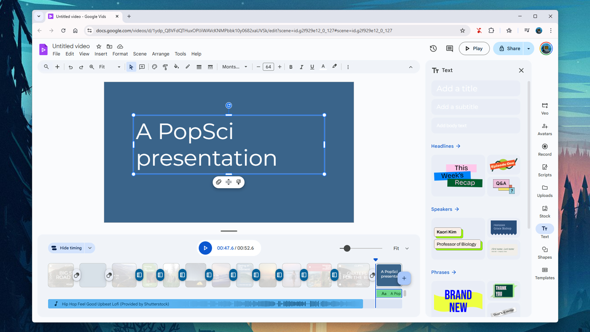 screenshot of video building interface