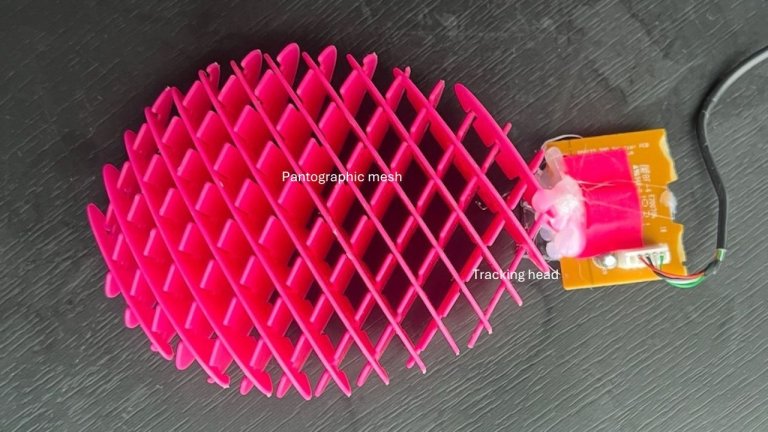 a bright pink mesh oval