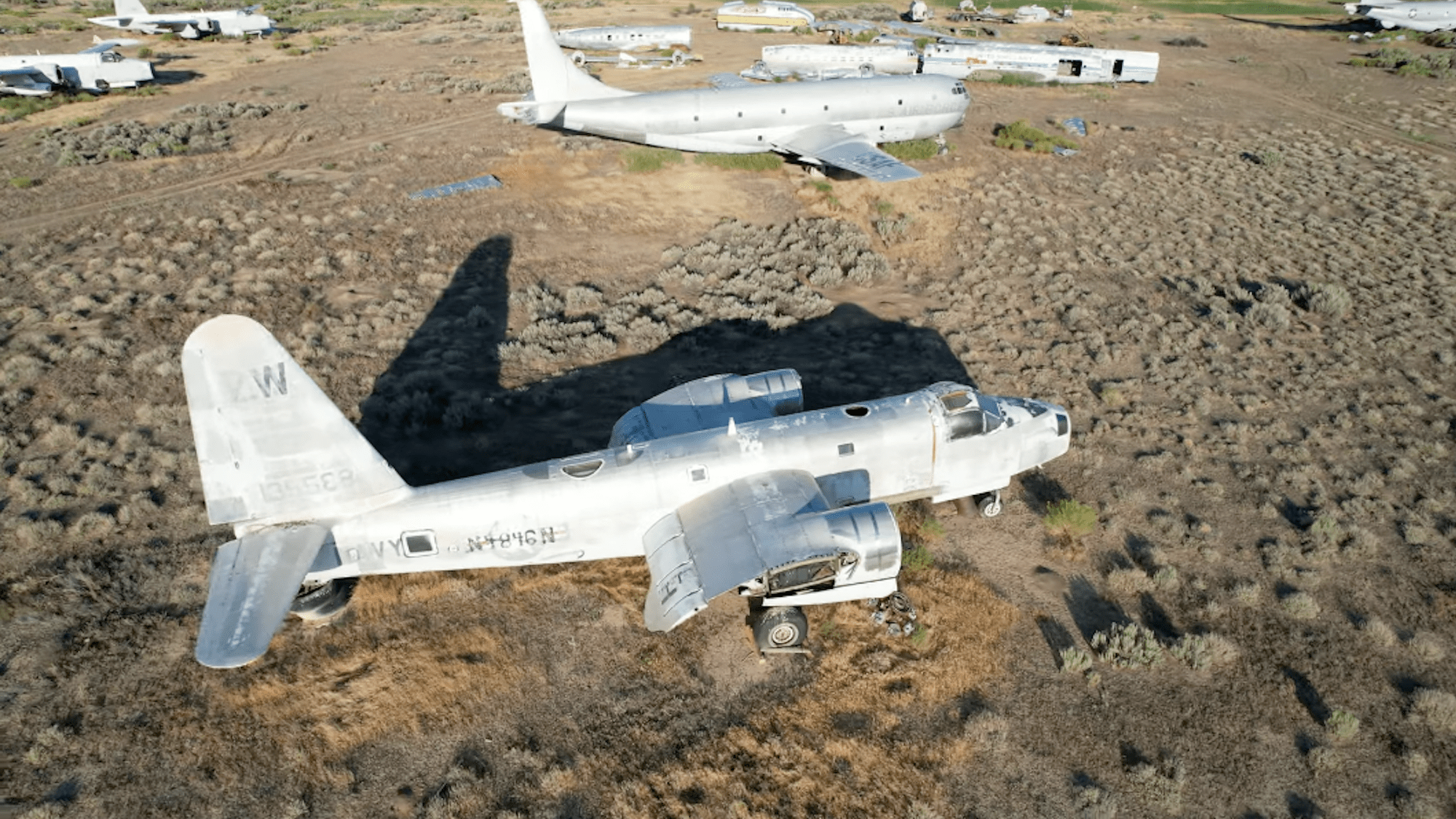 P-2 Neptune airplane remains in aircraft boneyard