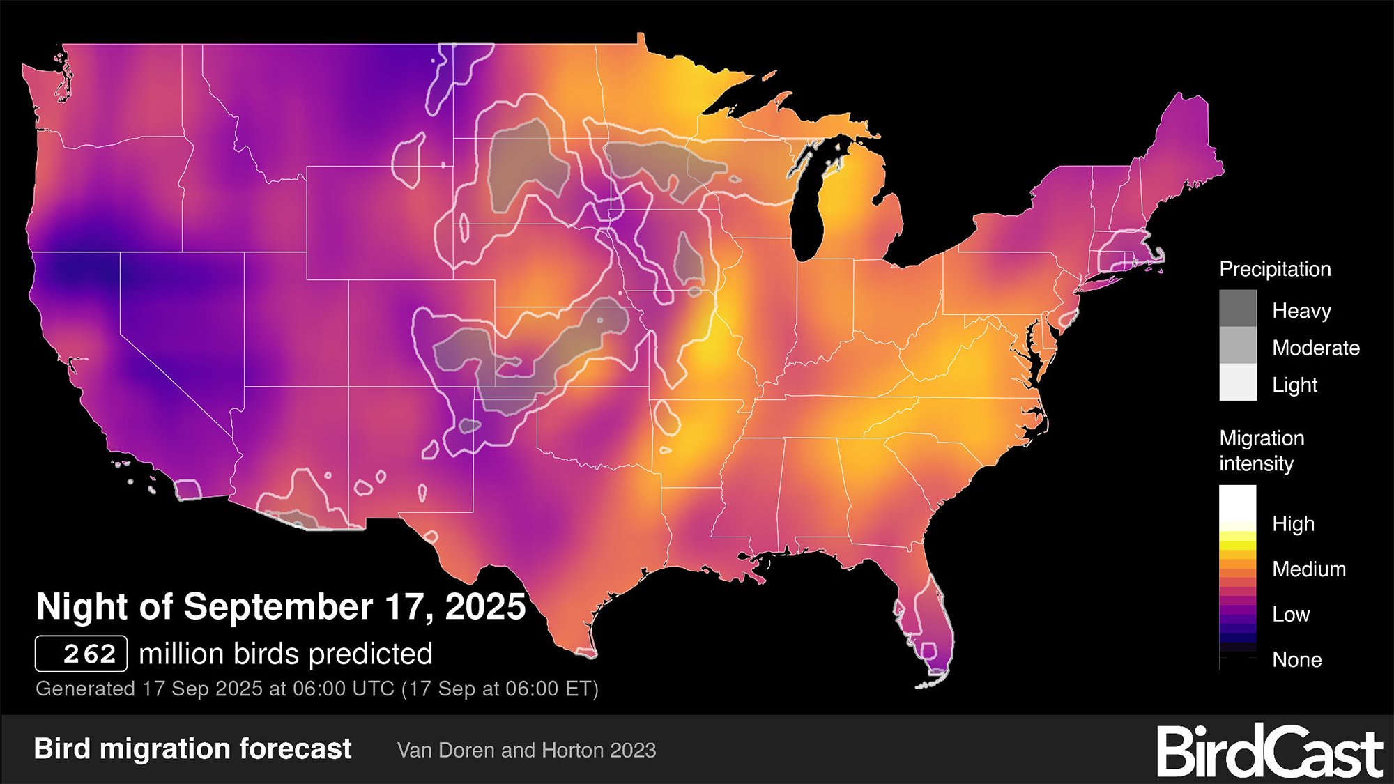 a map showing where birds are migrating