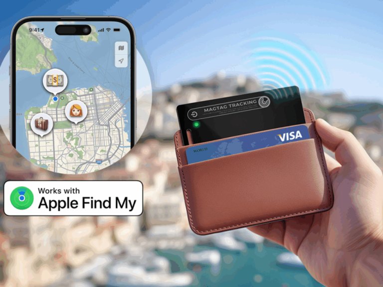 Header image for get a flat affordable MagTag Ultra Slim Tracker Card Works with Apple Find My App Stack Commerce sponsored deal