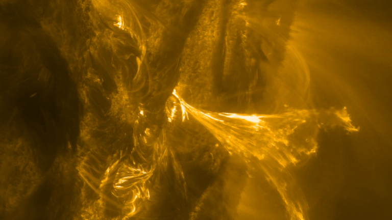 Close up of solar flare on sun