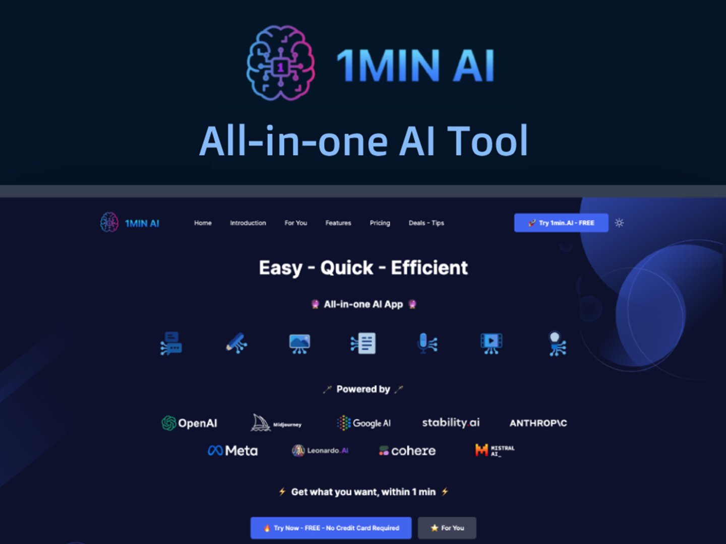 Header image for save on a Lifetime Subscription to 1min.AI Advanced Business Plan Stack Commerce sponsored deal