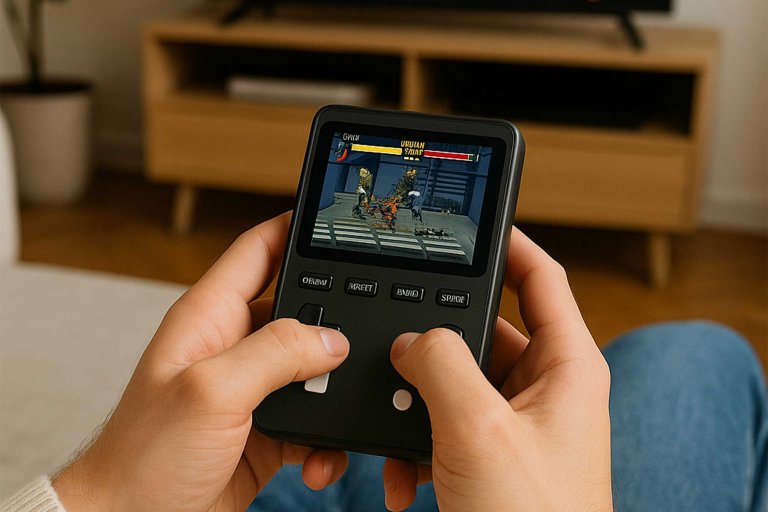 Header image for press start and power up with the powerboy 2-in-1 retro gaming console Stack Commerce sponsored deal