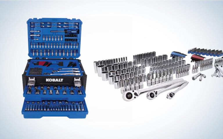 Kobalt tools in a box and outside of a box.