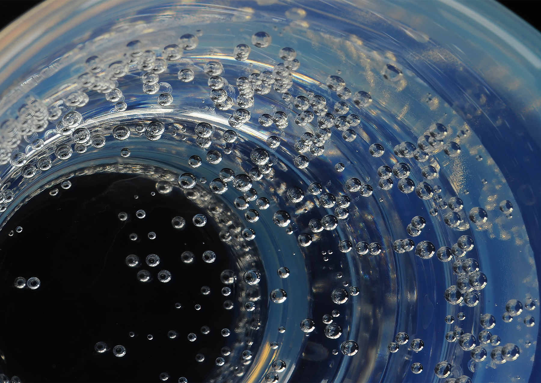 bubbles in a slear liquid
