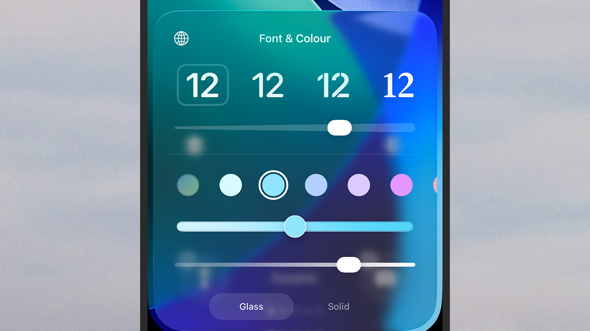 screenshot of font and color options on an iphone