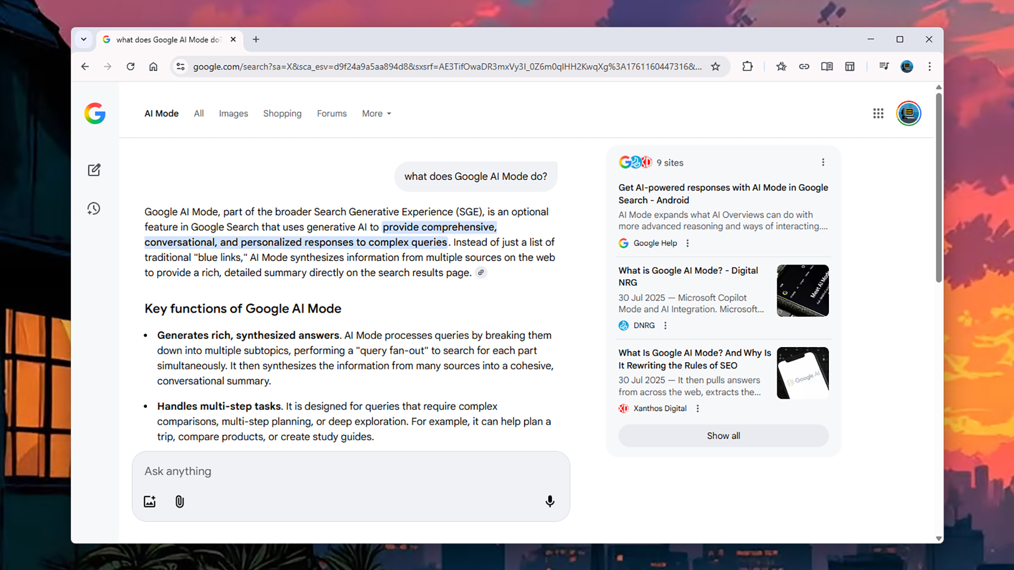 google search screenshot