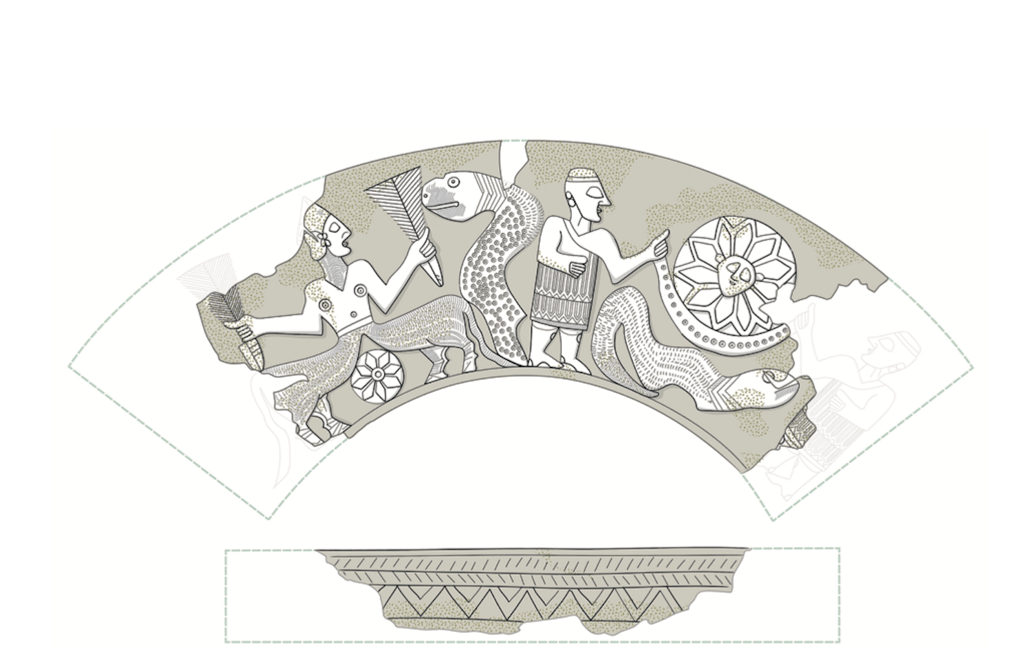 A recreation of the artwork featured on the cup. Credit: Credit: Journal of the Ancient Near Eastern Society "Ex Oriente Lux" (2025)