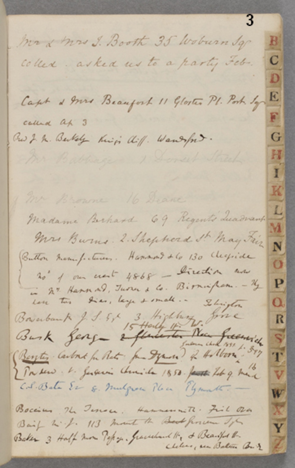 EH Acc. No. 88202575 Charles Darwin's Address Book.