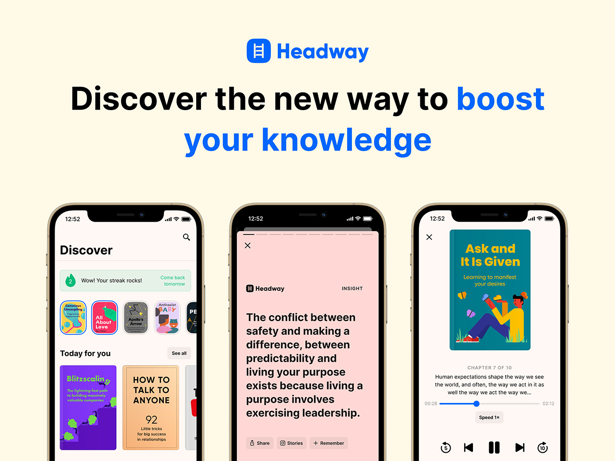 Inside image for a lifetime of headway premium bite-size learning you'll actually finish Stack Commerce sponsored deal