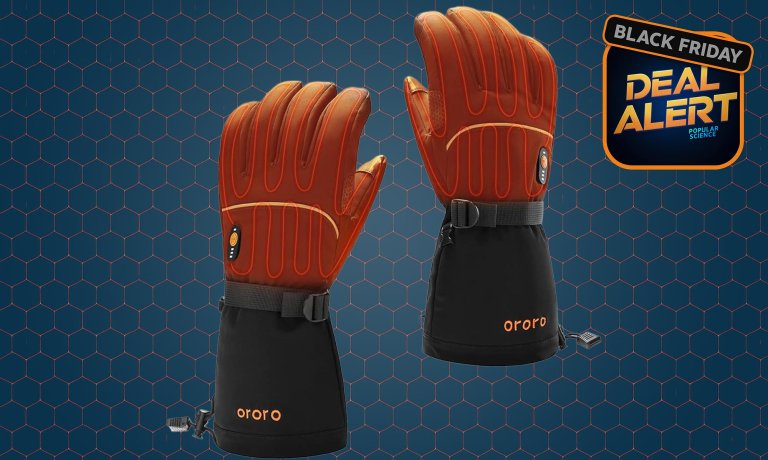 Ororo heated gloves on a blue background