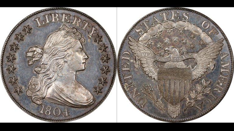 1804 dollar seen from the front and back of the coin.
