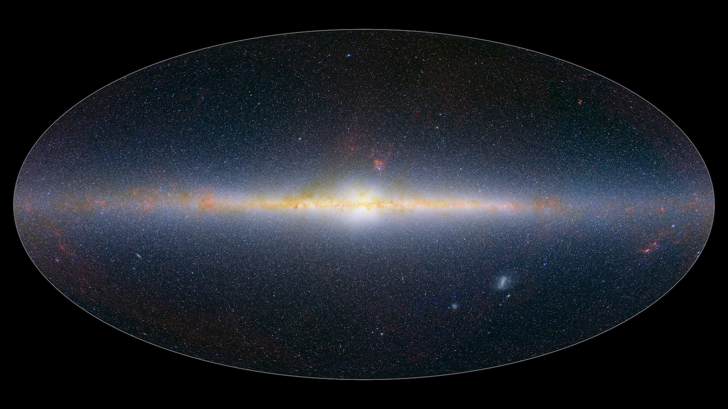 This SPHEREx image shows a selection of the infrared colors primarily emitted by stars and galaxies. The space telescope is observing hundreds of millions of distant galaxies across the sky. Its multiwavelength view will help astronomers measure the distance to those galaxies. Credit: NASA / JPL-Caltech