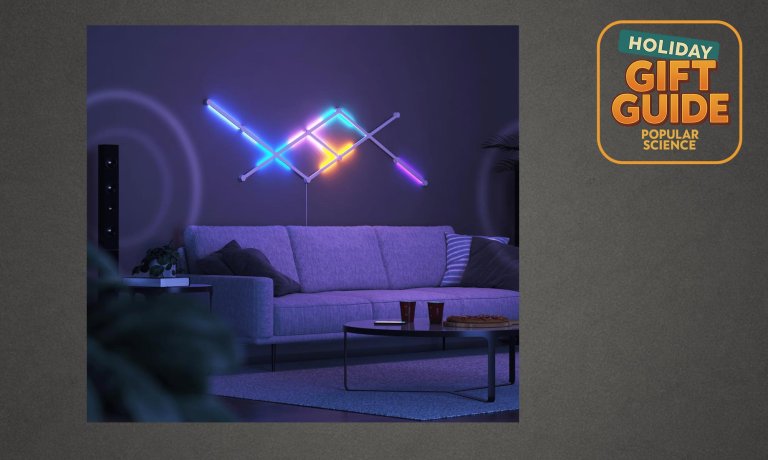 Nanoleaf lighting on a wall