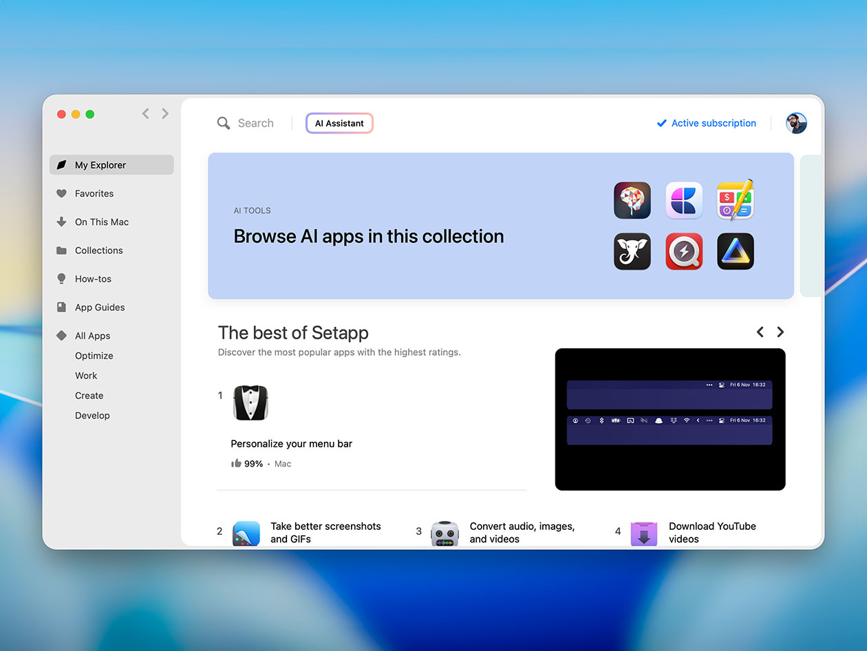 Inside image for transform your mac into a smart assistant with setapp ai Stack Commerce sponsored deal